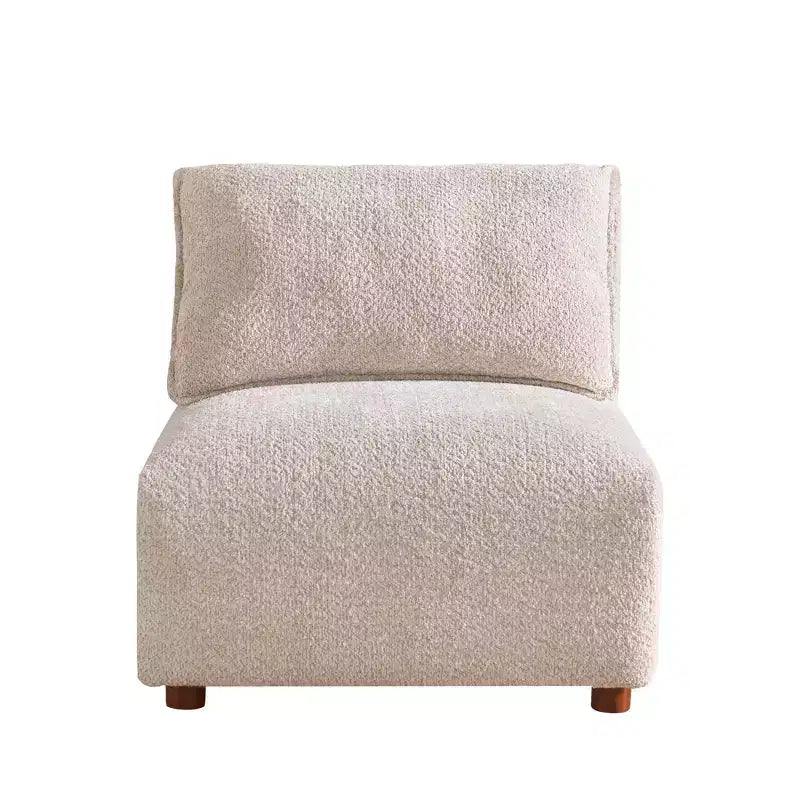 Canapé d'angle moderne en bouclette de 320 cm à 5 places avec ottoman, mousse haute densité et cadre en bois massif