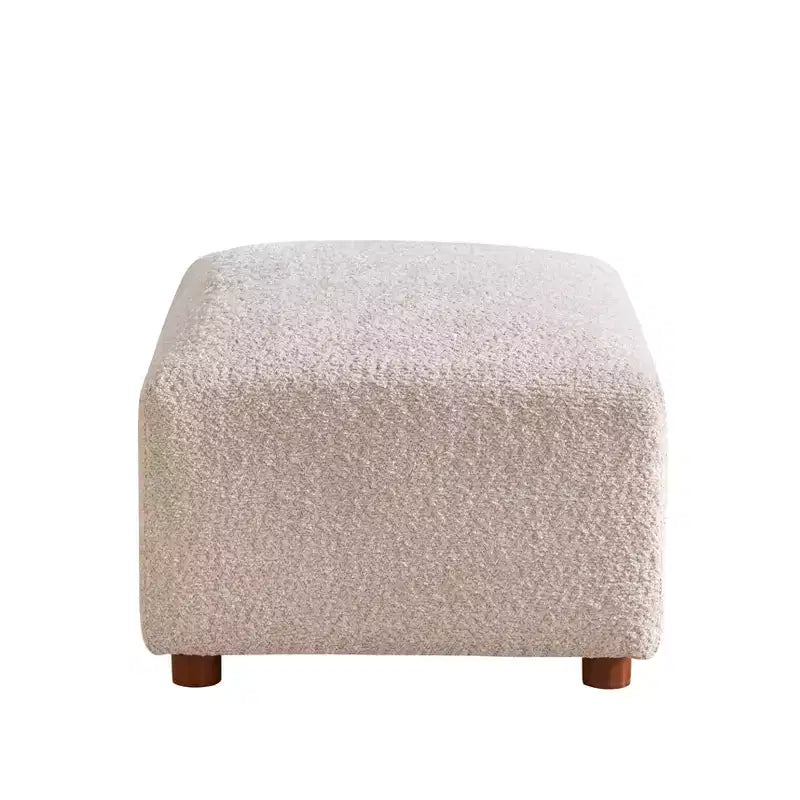 Canapé d'angle moderne en bouclette de 320 cm à 5 places avec ottoman, mousse haute densité et cadre en bois massif