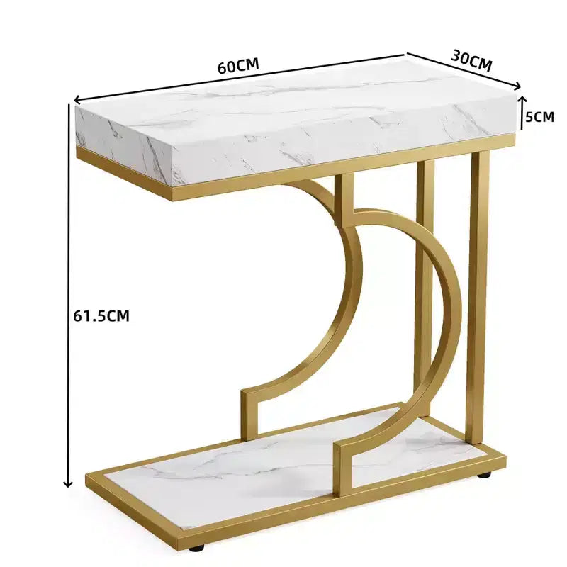 Table d'appoint étroite en C, table de chevet moderne avec cadre en métal