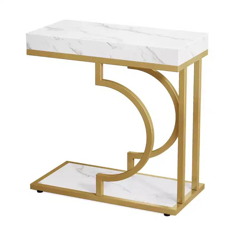 Table d'appoint étroite en C, table de chevet moderne avec cadre en métal
