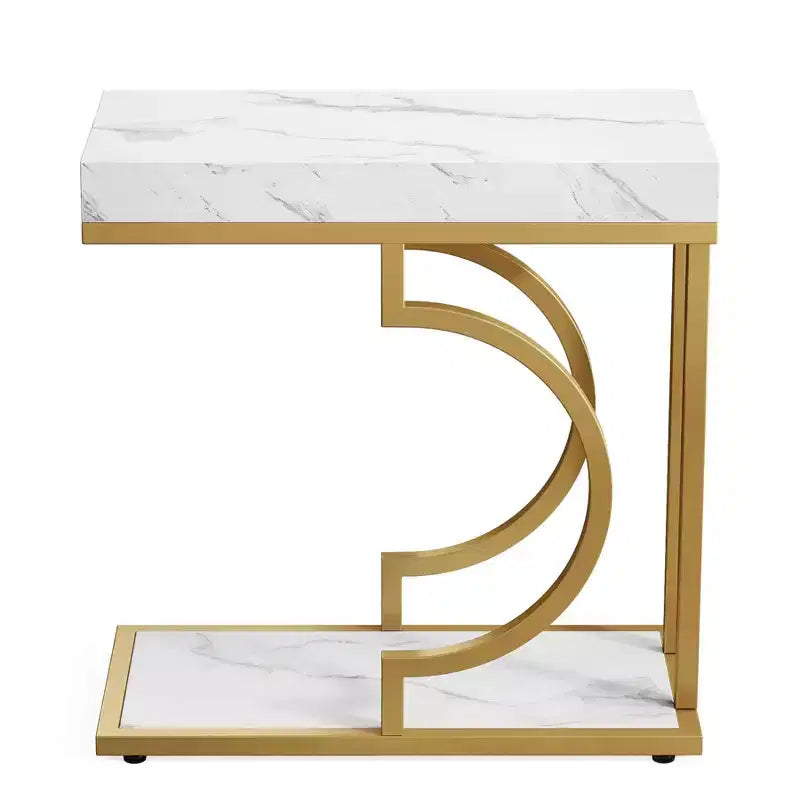 Table d'appoint étroite en C, table de chevet moderne avec cadre en métal