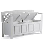 Banc de rangement d'entrée en bois massif de 48 pouces avec couvercle relevable et compartiment caché
