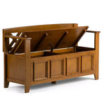 Banc de rangement d'entrée en bois massif de 48 pouces avec couvercle relevable et compartiment caché
