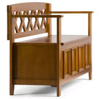 Banc de rangement d'entrée en bois massif de 48 pouces avec couvercle relevable et compartiment caché