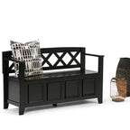 Banc de rangement d'entrée en bois massif de 48 pouces avec couvercle relevable et compartiment caché