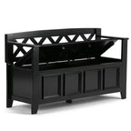 Banc de rangement d'entrée en bois massif de 48 pouces avec couvercle relevable et compartiment caché