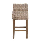 Tabouret de comptoir en rotin et acajou avec coussin amovible et repose-pieds, style bohème, 46 x 97 cm (H)