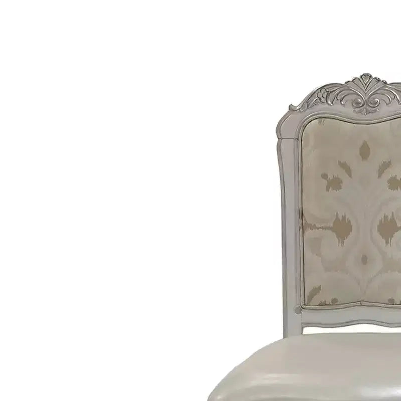 Chaise de salle à manger capitonnée, cuir, finition blanc cassé, cadre en bois composite, 25,75 po x 47 po H