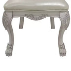 Chaise de salle à manger capitonnée, cuir, finition blanc cassé, cadre en bois composite, 25,75 po x 47 po H