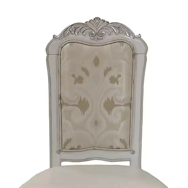 Chaise de salle à manger capitonnée, cuir, finition blanc cassé, cadre en bois composite, 25,75 po x 47 po H