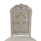 Chaise de salle à manger capitonnée, cuir, finition blanc cassé, cadre en bois composite, 25,75 po x 47 po H