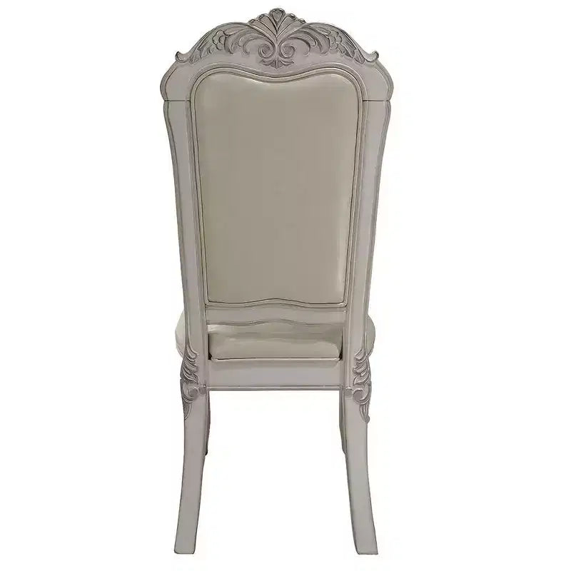 Chaise de salle à manger capitonnée, cuir, finition blanc cassé, cadre en bois composite, 25,75 po x 47 po H