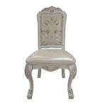Chaise de salle à manger capitonnée, cuir, finition blanc cassé, cadre en bois composite, 25,75 po x 47 po H