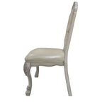 Chaise de salle à manger capitonnée, cuir, finition blanc cassé, cadre en bois composite, 25,75 po x 47 po H
