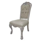 Chaise de salle à manger capitonnée, cuir, finition blanc cassé, cadre en bois composite, 25,75 po x 47 po H
