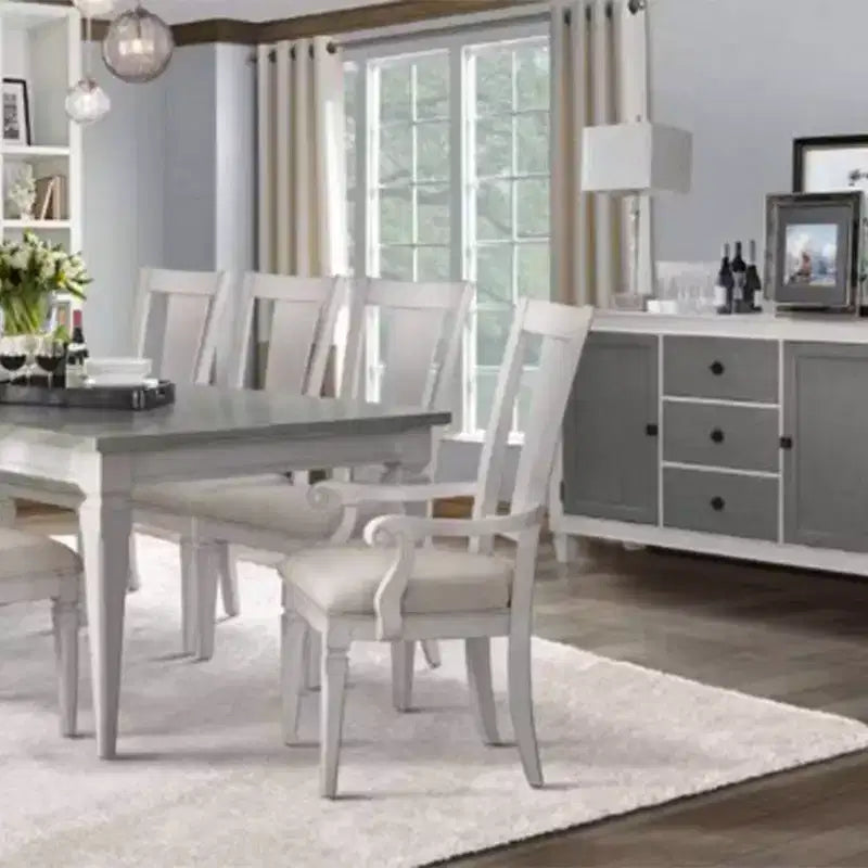 Acme Furniture Katia Dining Chair Light Gray Linen/Weathered White Finish