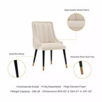 Lot de 2 chaises de salle à manger modernes en velours, structure en bois d'orme et accents dorés, supporte 150 kg, crème