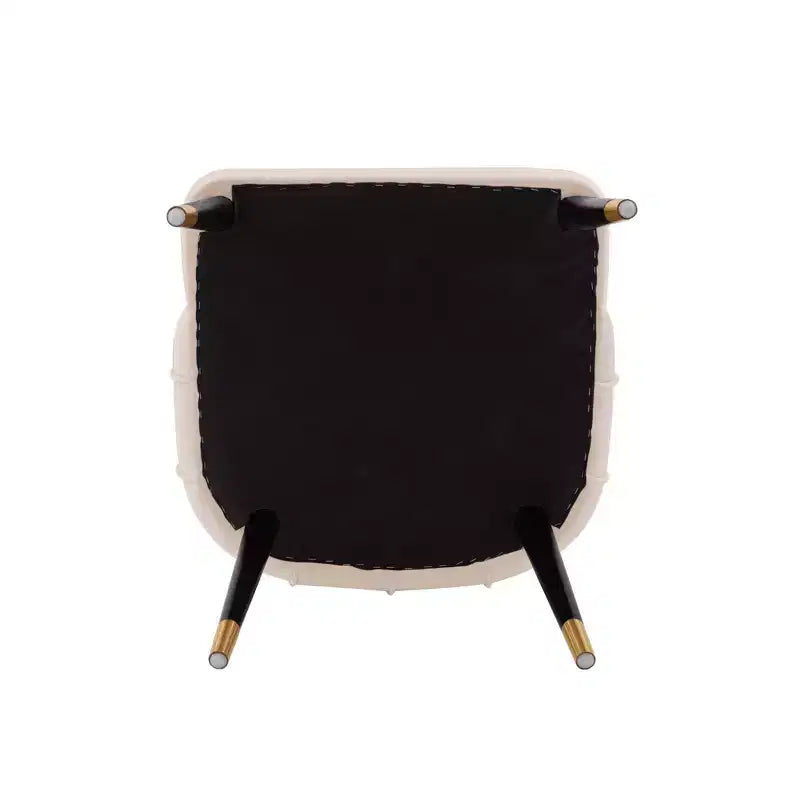 Lot de 2 chaises de salle à manger modernes en velours, structure en bois d'orme et accents dorés, supporte 150 kg, crème