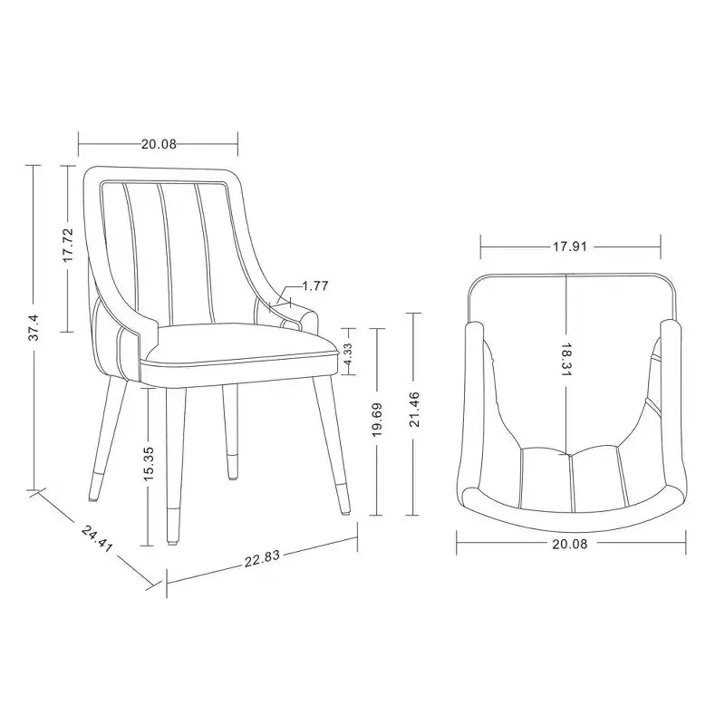 Lot de 2 chaises de salle à manger modernes en velours, structure en bois d'orme et accents dorés, supporte 150 kg, crème
