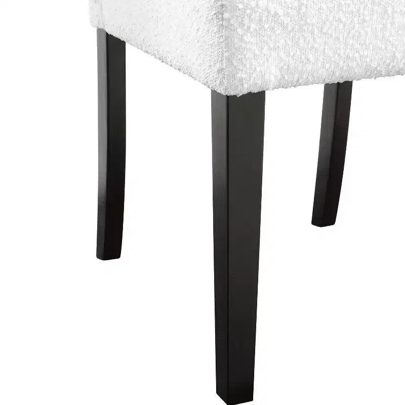 Lot de 2 chaises de salle à manger contemporaines, rembourrées en tissu bouclé, assise et dossier rembourrés, structure en bois