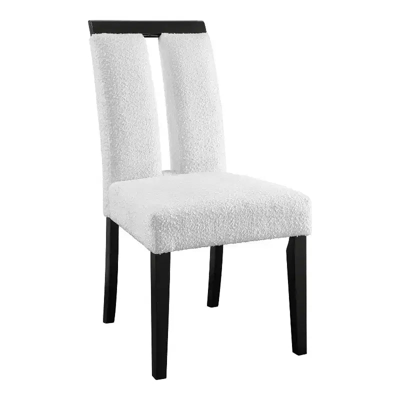 Lot de 2 chaises de salle à manger contemporaines, rembourrées en tissu bouclé, assise et dossier rembourrés, structure en bois