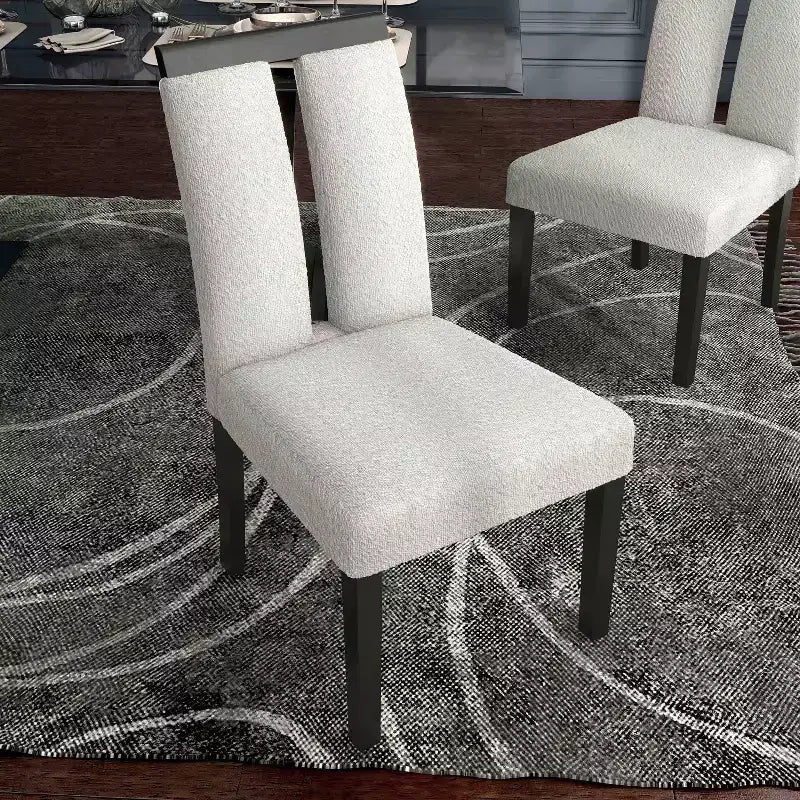 Lot de 2 chaises de salle à manger contemporaines, rembourrées en tissu bouclé, assise et dossier rembourrés, structure en bois