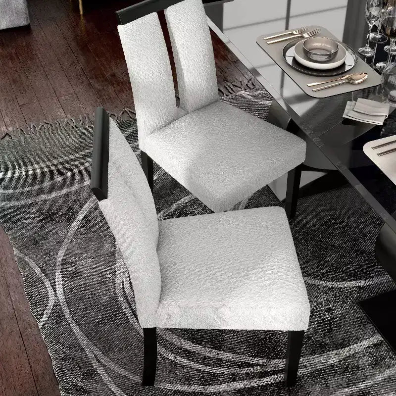 Lot de 2 chaises de salle à manger contemporaines, rembourrées en tissu bouclé, assise et dossier rembourrés, structure en bois