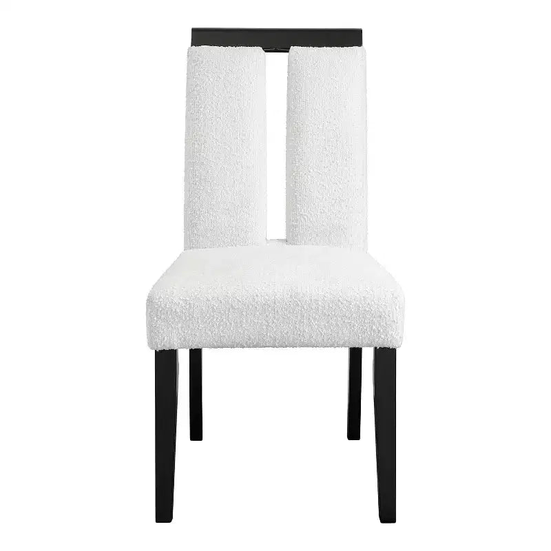 Lot de 2 chaises de salle à manger contemporaines, rembourrées en tissu bouclé, assise et dossier rembourrés, structure en bois