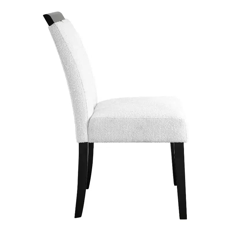 Lot de 2 chaises de salle à manger contemporaines, rembourrées en tissu bouclé, assise et dossier rembourrés, structure en bois