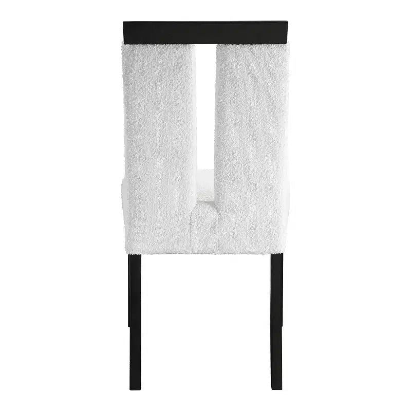 Lot de 2 chaises de salle à manger contemporaines, rembourrées en tissu bouclé, assise et dossier rembourrés, structure en bois