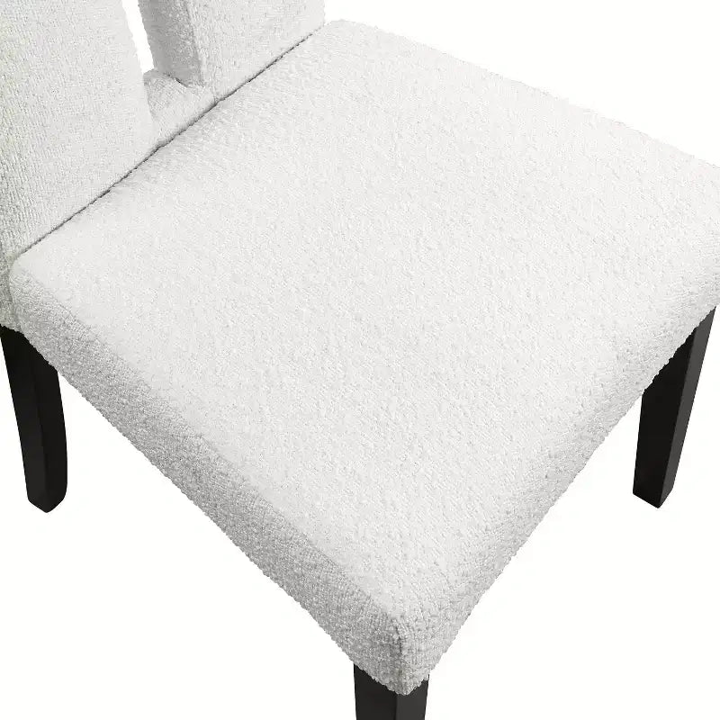 Lot de 2 chaises de salle à manger contemporaines, rembourrées en tissu bouclé, assise et dossier rembourrés, structure en bois