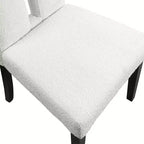 Lot de 2 chaises de salle à manger contemporaines, rembourrées en tissu bouclé, assise et dossier rembourrés, structure en bois