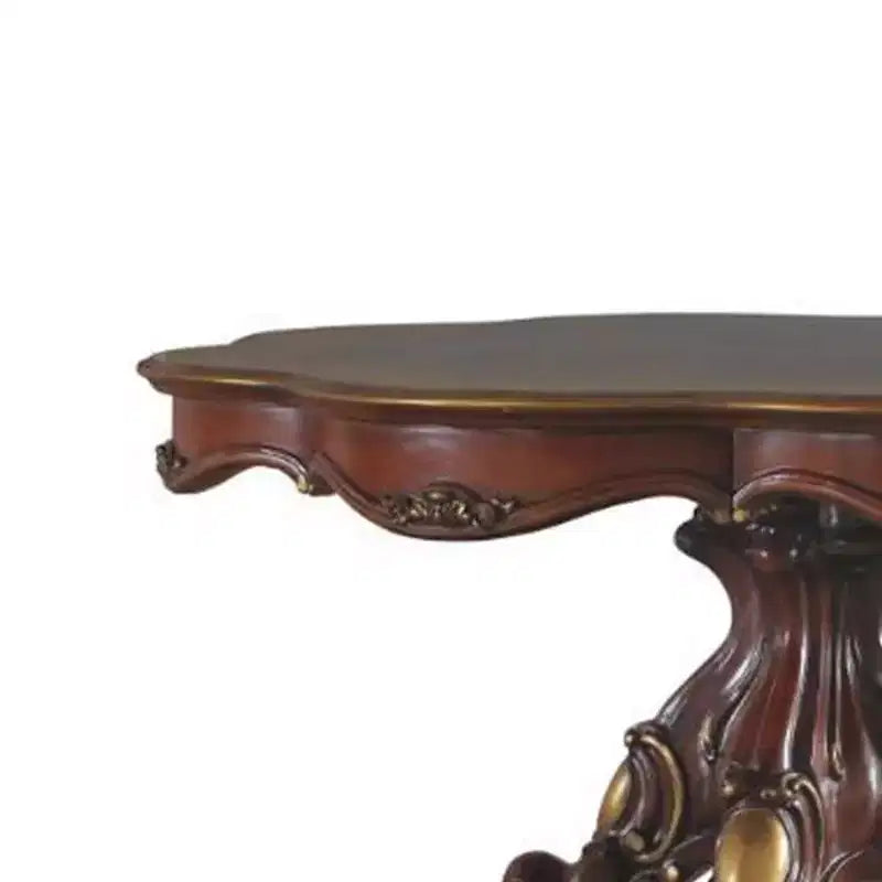 Table à manger ronde, finition chêne miel, pied central, 4 places, 157 cm de diamètre