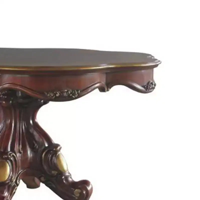 Table à manger ronde, finition chêne miel, pied central, 4 places, 157 cm de diamètre