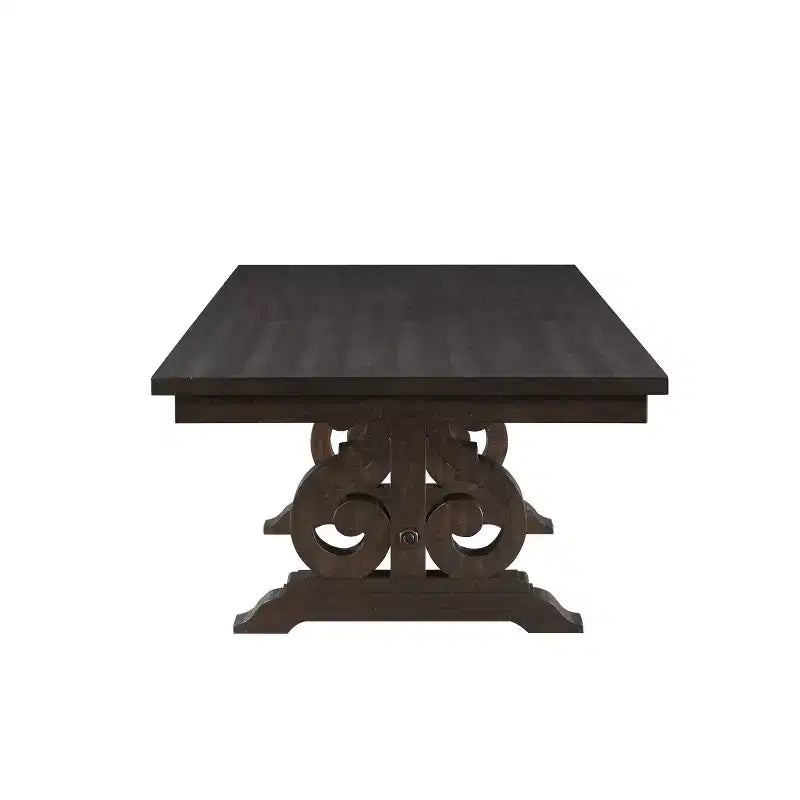 Table à manger rectangulaire 104", finition noyer rustique, piédestal double, pour 8 personnes
