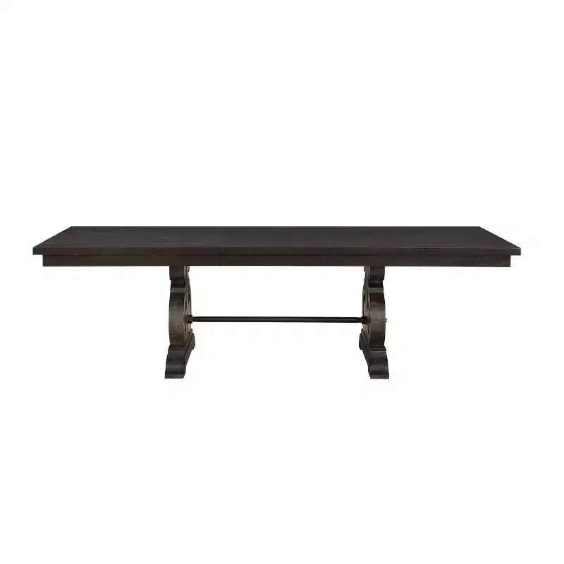 Table à manger rectangulaire 104", finition noyer rustique, piédestal double, pour 8 personnes
