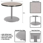 Table de salle à manger ronde de 76 cm, base piédestal en acier gris, plateau stratifié gris Nebula, 4 places