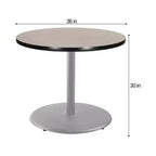 Table de salle à manger ronde de 76 cm, base piédestal en acier gris, plateau stratifié gris Nebula, 4 places