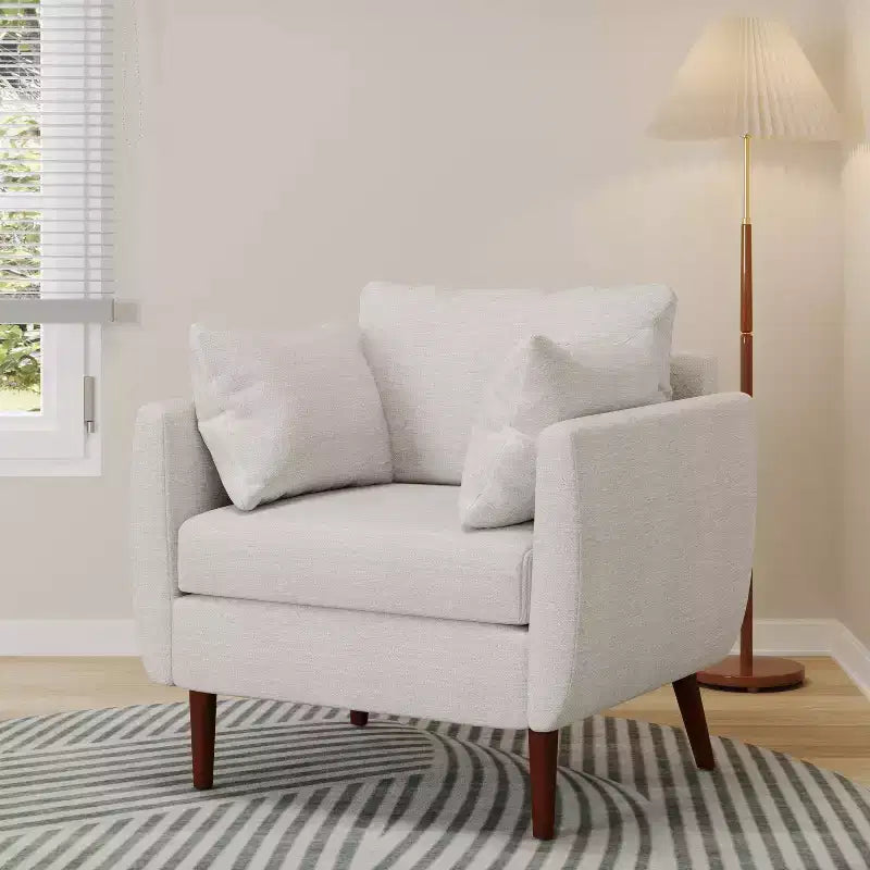 Christopher Knight Home Gould Upholstered Club Chair with Accent Pillows Beige/Walnut