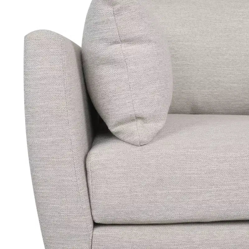 Fauteuil club capitonné avec 2 oreillers décoratifs, pieds en bois de bouleau, beige/noyer, capacité de 136 kg