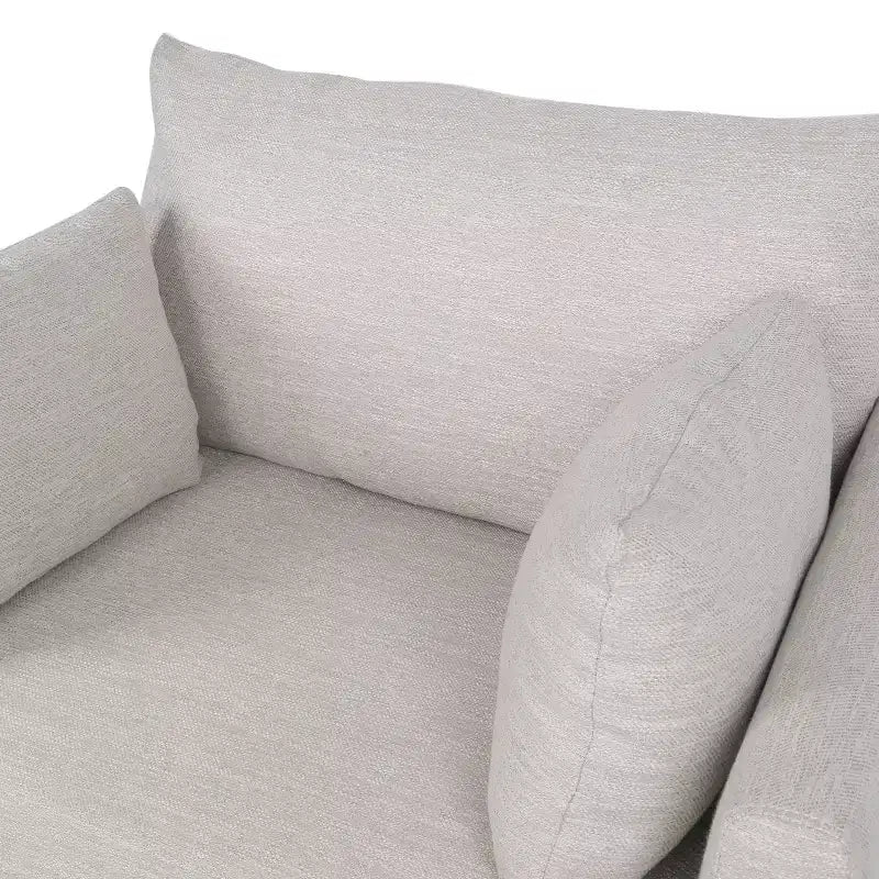 Fauteuil club capitonné avec 2 oreillers décoratifs, pieds en bois de bouleau, beige/noyer, capacité de 136 kg