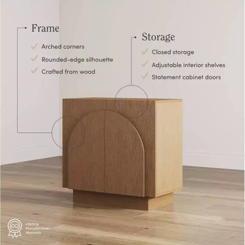 Ensemble de 2 tables consoles voûtées en bois avec portes et étagères réglables, marron, 63"x17"x30"