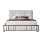 87.4" Eastern King Bed Kaleea Bed Light Gray Chenille Walnut Finish - Acme Furniture