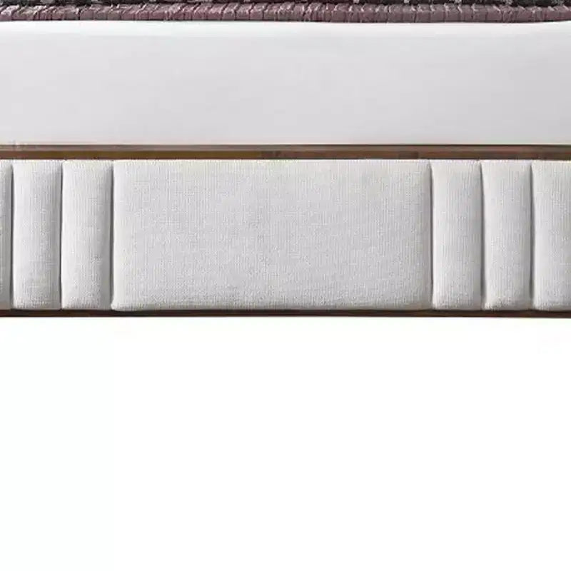 Lit plateforme King, beige, rembourrage en chenille, fini noyer, tête de lit capitonnée