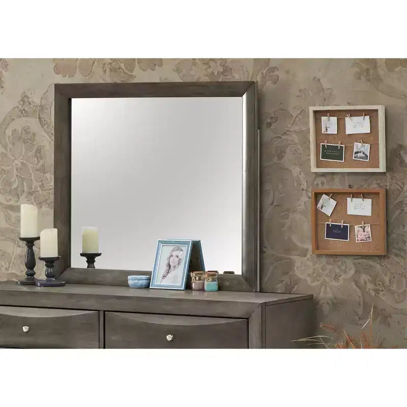 Passion Furniture Marilla Miroir de commode rectangulaire encadré moderne de 35 po x 39 po
