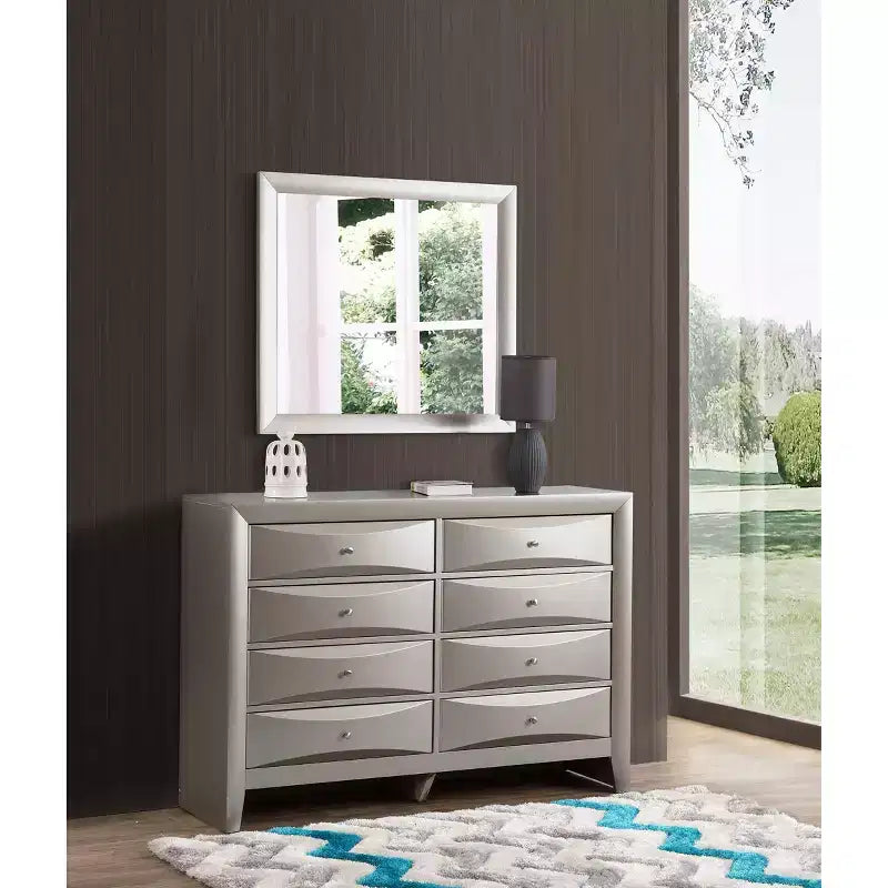 Passion Furniture Marilla Miroir de commode rectangulaire encadré moderne de 35 po x 39 po