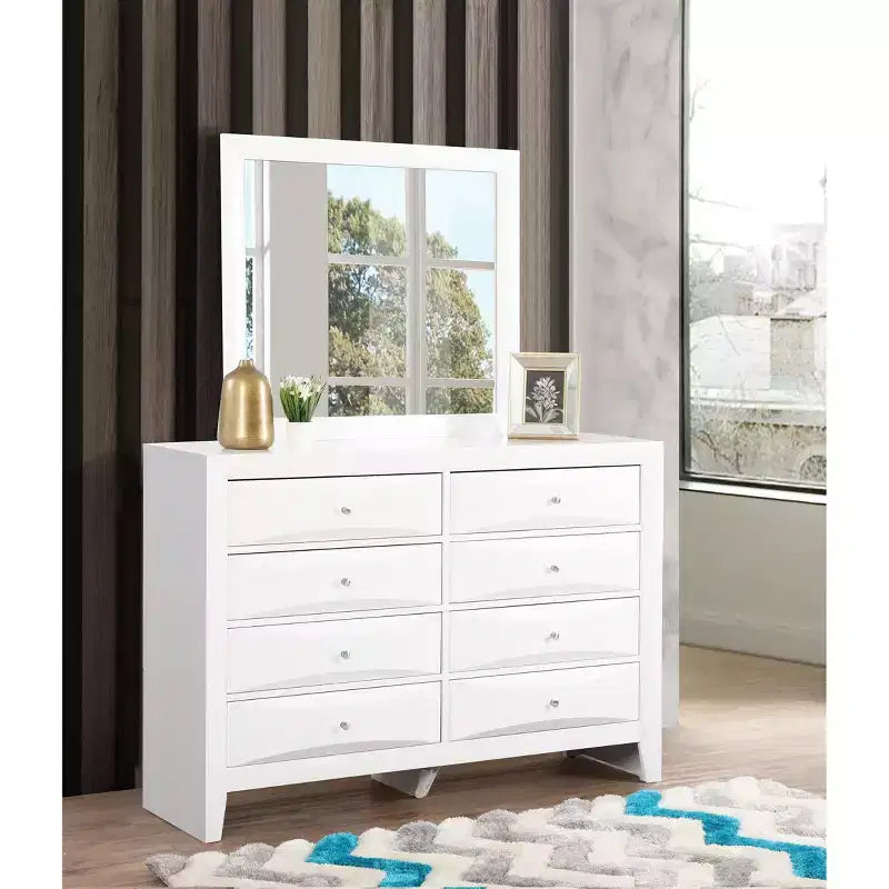 Passion Furniture Marilla Miroir de commode rectangulaire encadré moderne de 35 po x 39 po