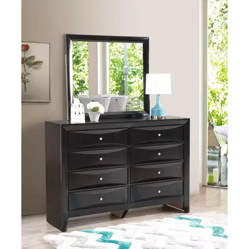 Passion Furniture Marilla Miroir de commode rectangulaire encadré moderne de 35 po x 39 po