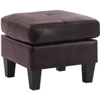 Pouf carré en similicuir, mousse haute densité, cadre en bois et pieds en résine, 23"x23"x19"