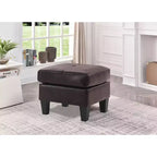Pouf carré en similicuir, mousse haute densité, cadre en bois et pieds en résine, 23"x23"x19"